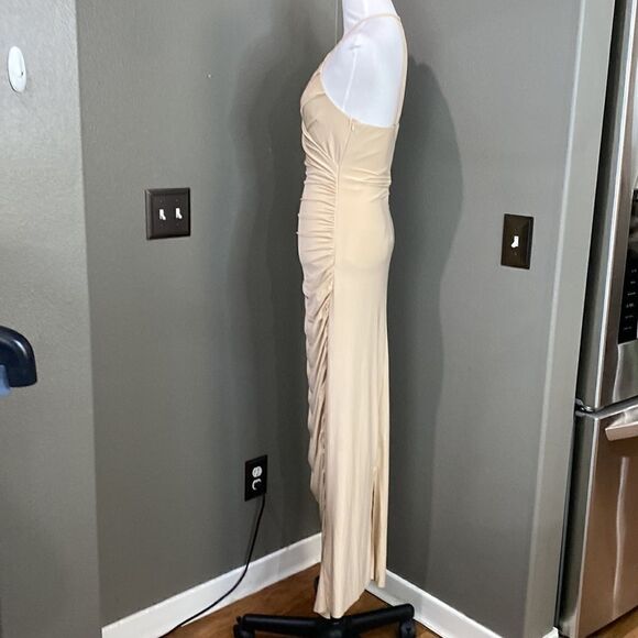 ASOS AX Paris Maxi Dress Maxi Length Ruched Creamy Nude color - Picture 11 of 16